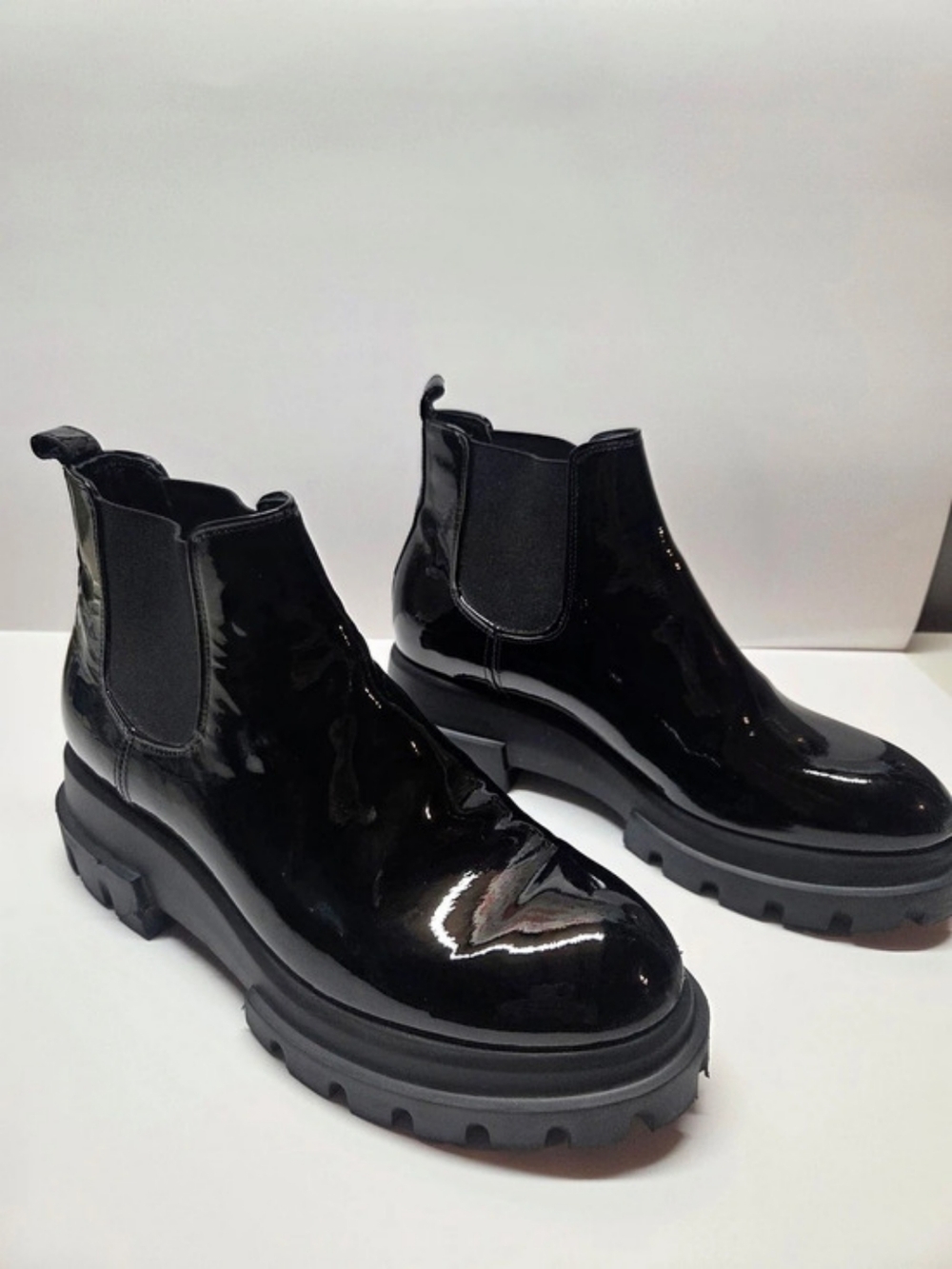 AGL Maxine Chelsea Boot Patent Leather Black US 9.5